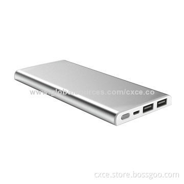 Mobile power bank, 12800mAh, metal cover, dual USB, ultra-slim, PB19